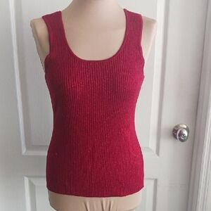 APOSTROPHE KNITED W Lurex Women's Red Sleeveless TopSzS